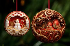Golden Red 3D Christmas Ornaments Png Bundle Product Image 7