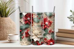 3D Christmas Flowers 20oz Tumbler Sublimation PNG Product Image 1