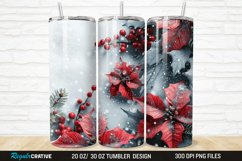 3D Christmas Flowers Snow 20/30oz Skinny Tumbler Product Image 1