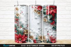 3D Christmas Flowers Snow 20/30oz Skinny Tumbler Product Image 1