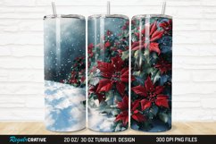 3D Christmas Flowers Snow 20/30oz Skinny Tumbler Product Image 1