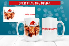 3d Christmas highland cow mug wrap sublimation design