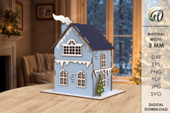 3D Christmas Houses Bundle Laser Cut. Christmas Decor SVG Product Image 6