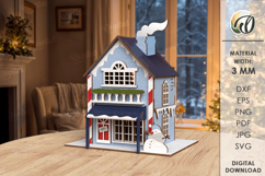 3D Christmas Houses Bundle Laser Cut. Christmas Decor SVG Product Image 5