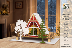 3D Christmas House Laser Cut. Christmas Stand Decor SVG Product Image 2