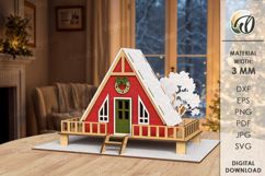 3D Christmas House Laser Cut. Christmas Stand Decor SVG Product Image 1