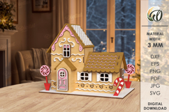 3D Christmas House Laser Cut. Christmas Stand Decor SVG Product Image 1