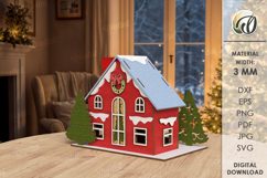 3D Christmas House Laser Cut. Christmas Stand Decor SVG Product Image 2