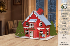 3D Christmas House Laser Cut. Christmas Stand Decor SVG Product Image 1