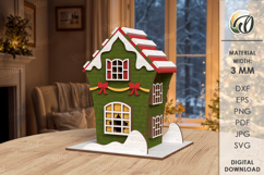 3D Christmas House Laser Cut. Christmas Stand Decor SVG Product Image 2