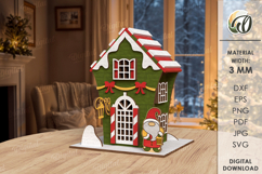 3D Christmas House Laser Cut. Christmas Stand Decor SVG Product Image 1