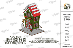 3D Christmas House Laser Cut. Christmas Stand Decor SVG Product Image 5