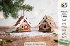 Christmas House Ornaments Laser Cut. Christmas Decor SVG Product Image 1