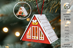 3D Christmas House Tree Ornament Laser Cut. Christmas SVG Product Image 1