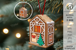 3D Christmas House Tree Ornaments Bundle Laser Cut Product Image 6