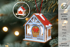 3D Christmas House Tree Ornaments Bundle Laser Cut Product Image 7
