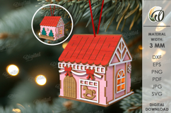 3D Christmas House Tree Ornaments Bundle Laser Cut Product Image 10