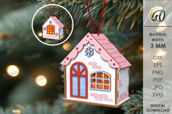3D Christmas House Tree Ornaments Bundle Laser Cut Product Image 12