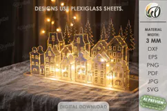 Christmas Village Light Stand Laser Cut. Christmas SVG Product Image 1