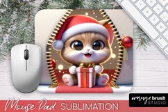 3d Christmas Mouse Pad Sublimation, Cat Zip Wall Design