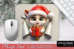 3d Christmas Mouse Pad Sublimation, Smashed Wall Cat PNG