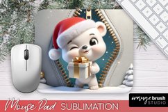 3d Christmas Mouse Pad Sublimation, White Bear Zip Wall PNG