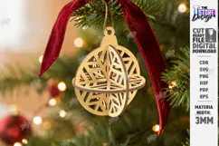 Wooden 3D Christmas Ornament Laser Cut | 3D Hanging Decor Product Image 1