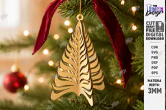 Wooden 3D Christmas Ornament Laser Cut | 3D Hanging Decor Product Image 1
