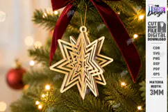 Wooden 3D Christmas Ornament Laser Cut | 3D Hanging Decor Product Image 1