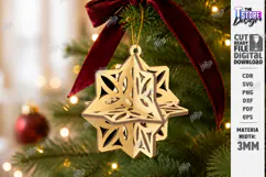 Wooden 3D Christmas Ornament Laser Cut | 3D Hanging Decor Product Image 1