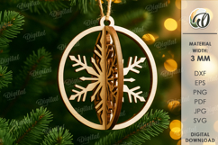 3D Christmas Ornament Laser Cut. Christmas Tree Decor SVG Product Image 1