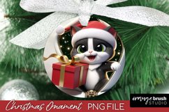 3D Christmas Ornament Sublimation, Break Through Cat Design