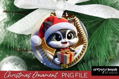 3D Christmas Ornament Sublimation, Break Wall Cat Design
