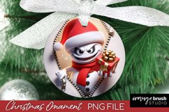 3d Christmas Ornament Sublimation, Smashed Wall Snowman PNG