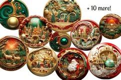 Golden Green 3D Christmas Ornaments Png Bundle Product Image 8