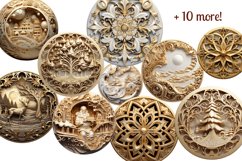 Golden White 3D Christmas Ornaments Png Bundle Product Image 8