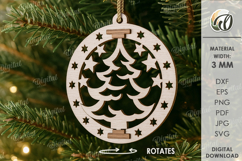 3D Christmas Ornament Laser Cut. Christmas Decor SVG Product Image 1