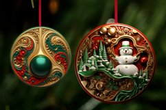 Golden Green 3D Christmas Ornaments Png Bundle Product Image 5