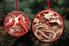 3D Round Christmas Ornaments Bundle Png / Wood Carving Png Product Image 5