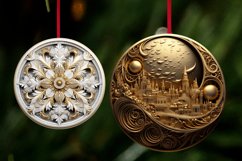 Golden White 3D Christmas Ornaments Png Bundle Product Image 3