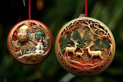 Golden Green 3D Christmas Ornaments Png Bundle Product Image 3