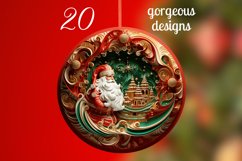 Golden Green 3D Christmas Ornaments Png Bundle Product Image 2
