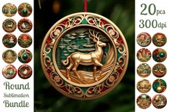 Golden Green 3D Christmas Ornaments Png Bundle Product Image 1