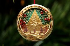 Golden Green 3D Christmas Ornaments Png Bundle Product Image 6