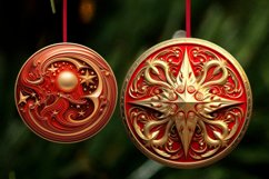 Golden Red 3D Christmas Ornaments Png Bundle Product Image 5