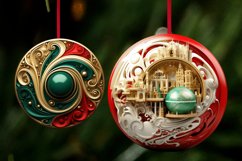 Golden Green 3D Christmas Ornaments Png Bundle Product Image 7