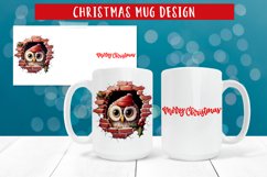 3d Christmas owl mug wrap sublimation design
