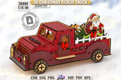 3D Christmas Pickup Truck Laser Cut|3D Car Model|Constructor Product Image 1