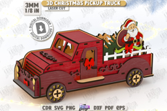 3D Christmas Pickup Truck Decor Laser Bundle, 3D Car Model Product Image 3