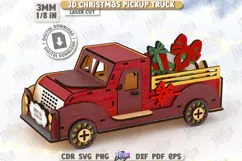 3D Christmas Pickup Truck Laser Cut|3D Car Model|Constructor Product Image 1